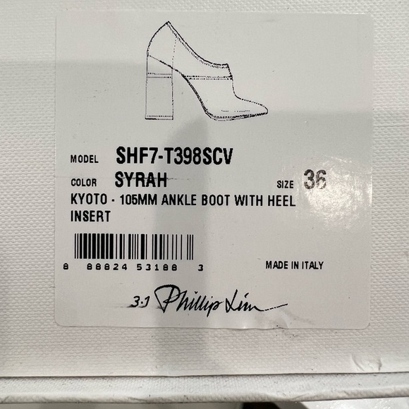 Philip Lim 3.1 Kyoto 105mm ankle boots w/ heel insert Syrah sz 36 EUC !!! - Picture 15 of 15